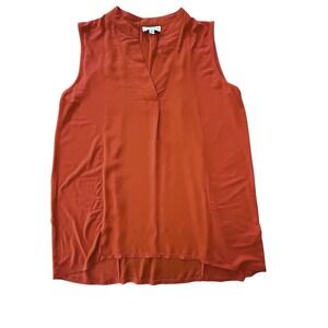 JOSEPH A TOP M Orange Knit Sleeveless Ruched Tank Halloween Fall Basic Classic